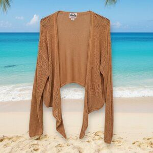 Future Collective*Open-Knit Tie-Front Cardigan* Orange w/ Metallic* Size: XXL